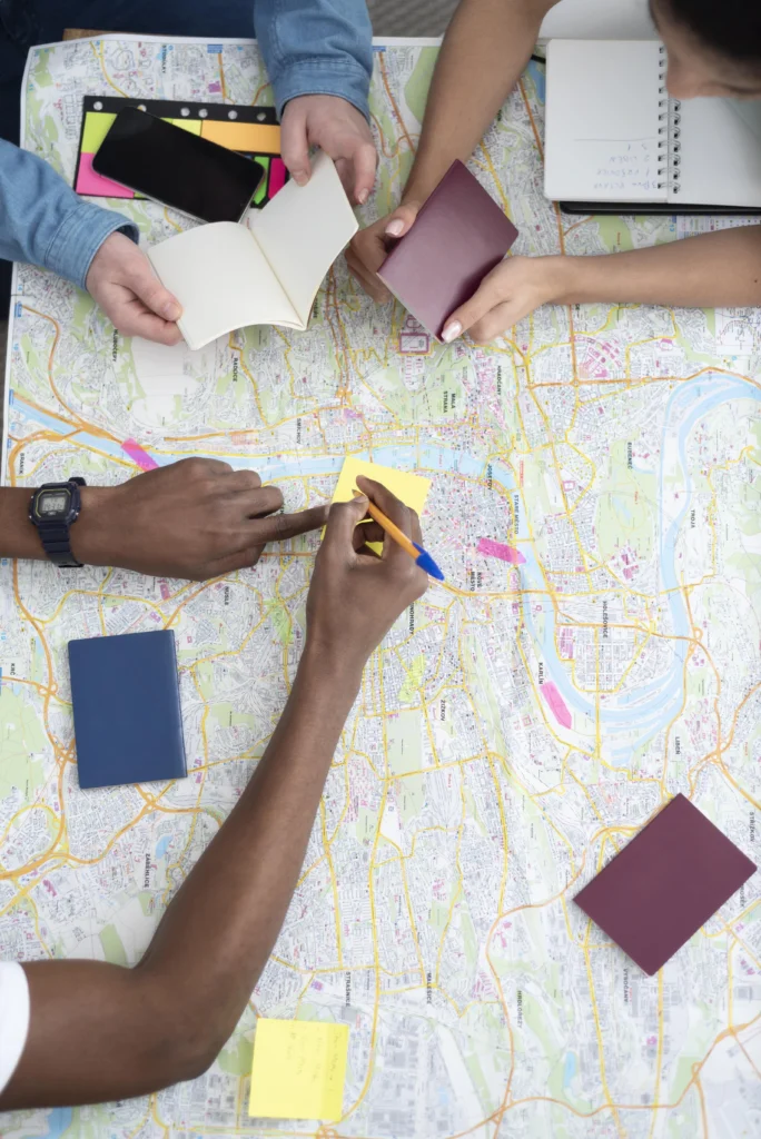 group-friends-planning-trip-while-having-breakfast